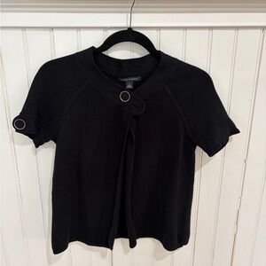 Banana Republic Black Short-Sleeve Knit Cardigan with Ring Detail
